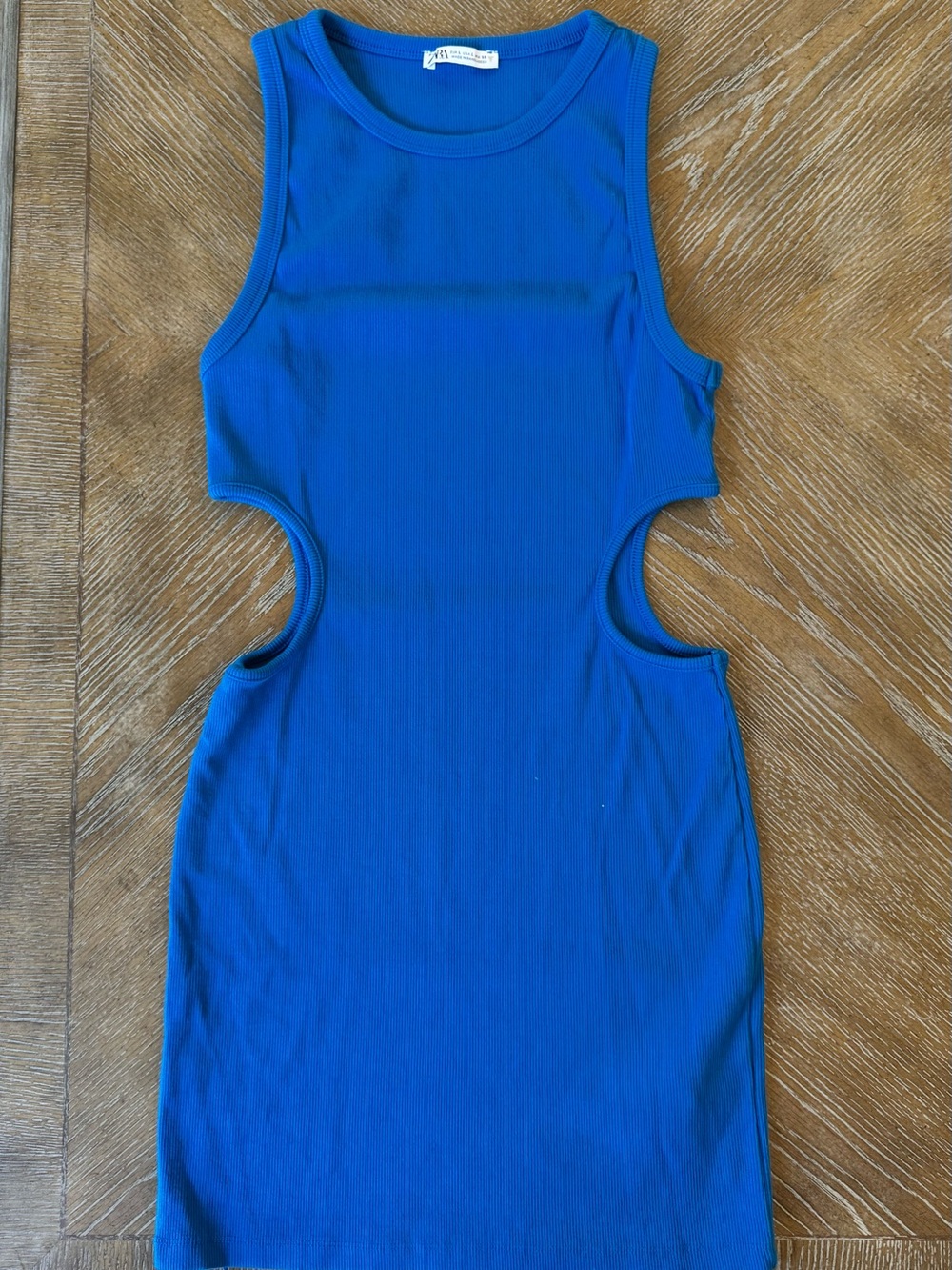 Zara Royal Blue Ribbed Cutout Mini Dress